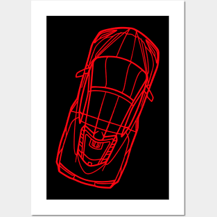 Torch Red C8 Corvette racecar Silhouette Outline Amplify Orange Supercar Sports car Racing car Posters and Art